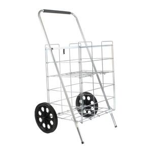 Silver Metal Cleaning Cart with 2-Wheels and Shelf