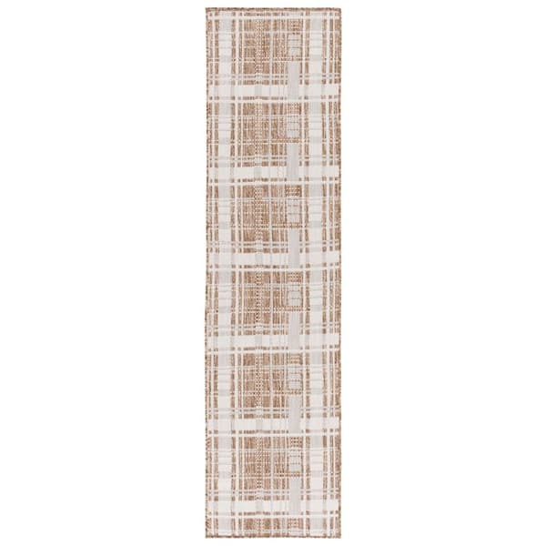 Beach House Brown/Ivory 2 ft. x 8 ft. Geometric Abstract Indoor/Outdoor Runner Rug