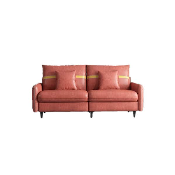 Donason 72.8 in. W Square Arm 3-Seat Fabric Straight Sofa in Orange