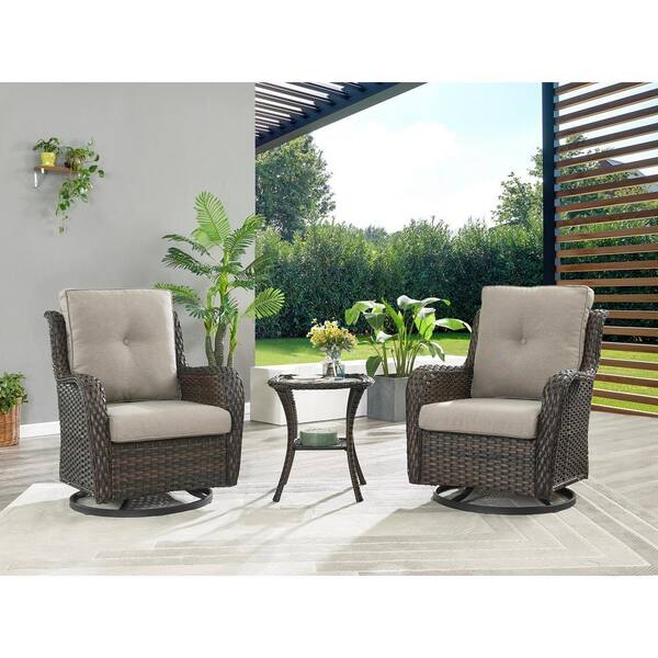 Gymojoy Carolina Brown Wicker Outdoor Rocking Chair with