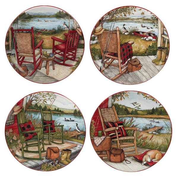 Certified International Lake Retreat 9 in. Multicolored Dessert Plates (Set of 4)