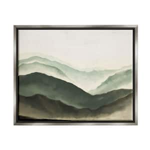 Mountain Atmospheric Watercolor Painting by JJ Design House LLC Floater Frame Nature Wall Art Print 31 in. x 25 in.
