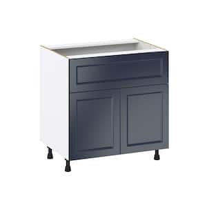 Devon 33 in. W x 24 in. D x 34.5 in. H Painted Blue Shaker Assembled Base Kitchen Cabinet with 10 in. Drawer