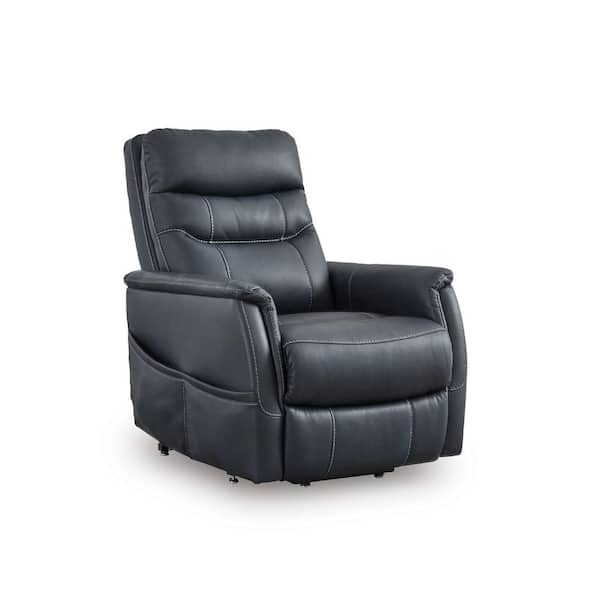 Strawbill Gray Faux Leather Power Lift Recliner with Heat and Massage Features