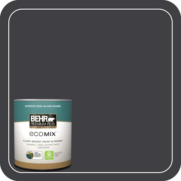 1 qt. #ECC-10-2 Jet Black Semi-Gloss Enamel EcoMix Plant-Based Interior Paint & Primer