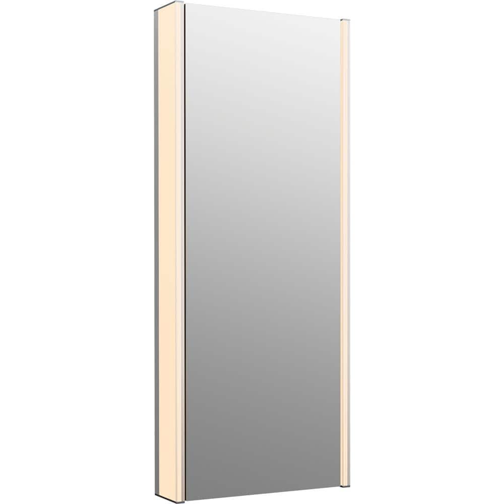 Maxstow 17 in. W x 40 in. H Silver Surface Mount Medicine Cabinet with Lighted Mirror