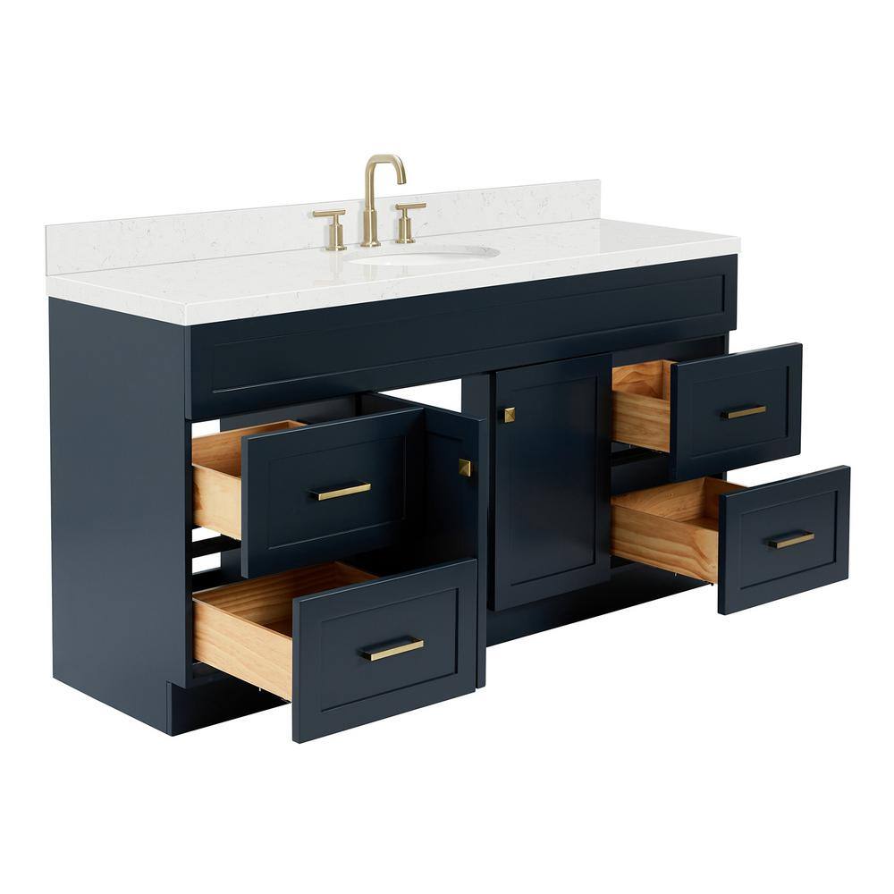 Midnight Blue 66" Freestanding Single Basin Vanity with Quartz Top