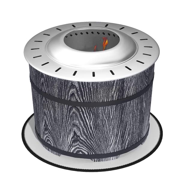 Smokeless Fire Pit Black 20 in. Barrel Style Portable Wood Burning Firepit