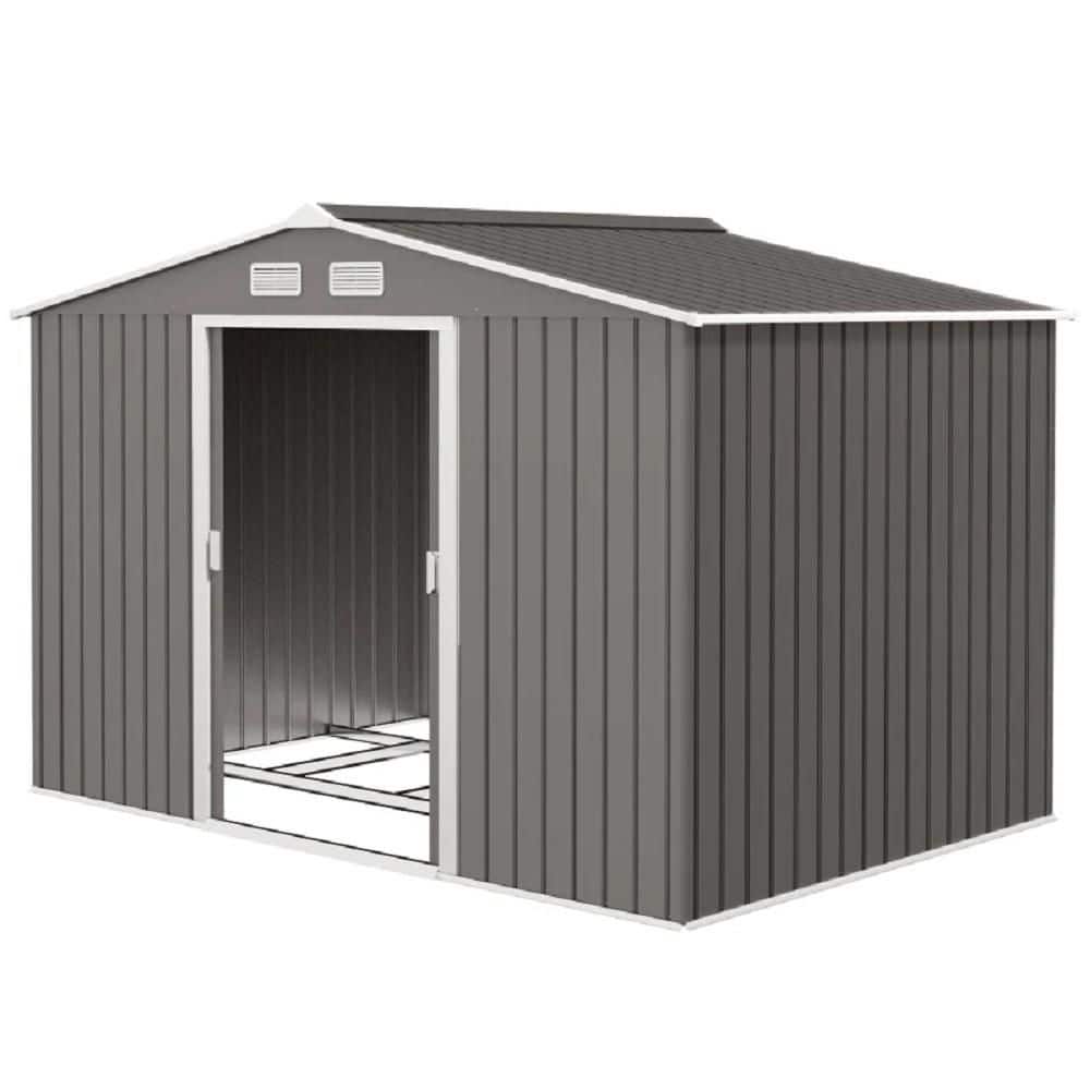 6 ft. W x 9 ft. D Metal Outdoor Storage Shed with Double Door and 4 Ventilation Slots, Light Gray (54 sq. ft. ) price history on PriceWatchPro