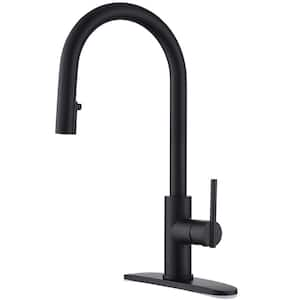 Single Handle Pull Down Sprayer Kitchen Faucet with 2-Mode Sweep/Spray in Stainless Steel Matte Black Finished