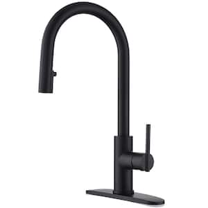 Single Handle Pull Out Sprayer Kitchen Faucet in Stainless Steel Matte Black