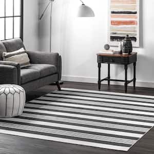 Lena Gray 4 ft. x 6 ft. Machine Washable Striped Indoor Area Rug