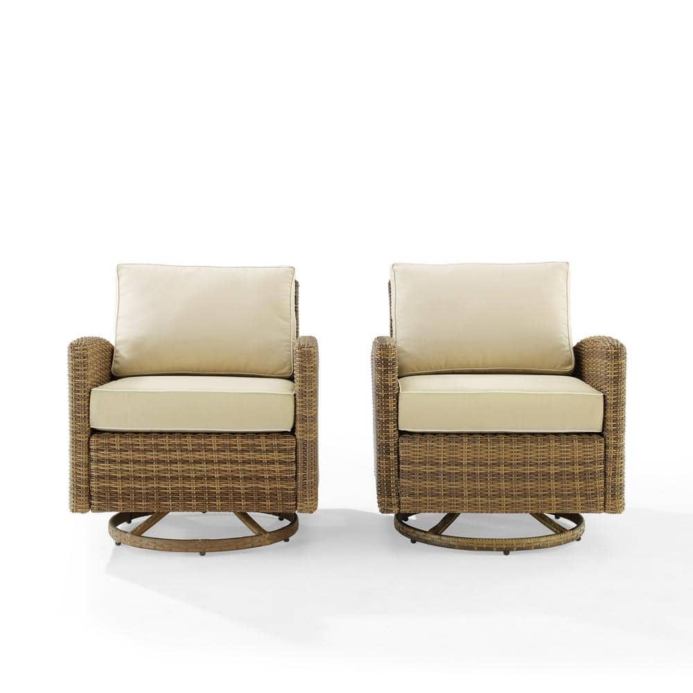 Bradenton Sand Wicker Swivel Rocker Chair with Cushions