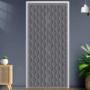 35.5 in. x 83 in. Gray Plastic Thermal Insulated Door Curtain Magnetic Screen Door Noise Reduction Waterproof