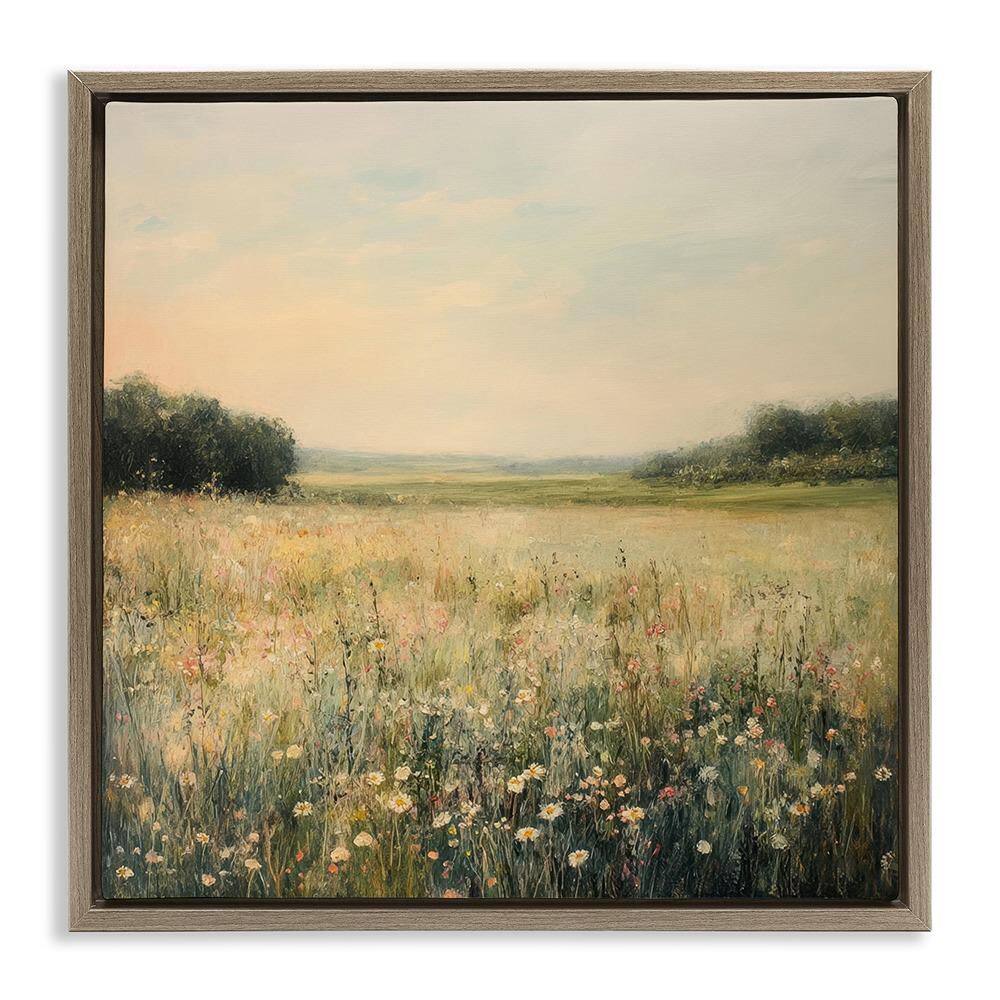 Warm Wildflower Landscape by Petal Prints Design 1 Piece Brown Floater Frame Nature Graphic Art Print 25 in. x 25 in. price history on PriceWatchPro