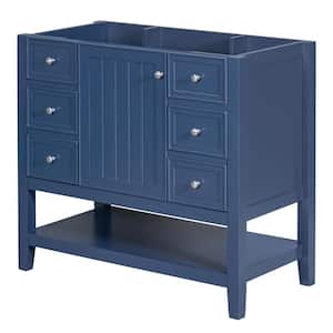 35.5 in. W x 18 in. D x 32.9 in. H Bath Vanity Cabinet without Top with 3-Drawers and Adjustable Shelf in Blue