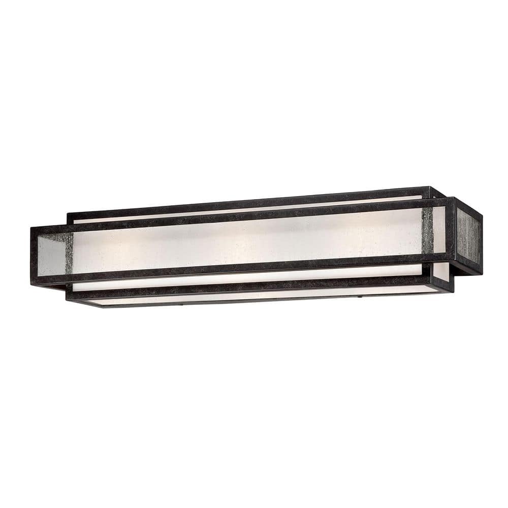 Camden Square Aged Charcoal 3-Light Bathroom Vanity with Seeded Glass