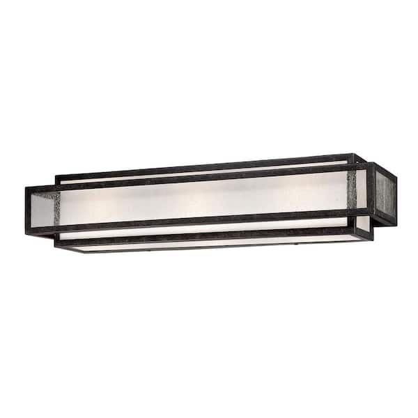 Camden Square 24 In. 3-Light Aged Black Charcoal Bath and Vanity Light Fixture with Seeded Glass Panes