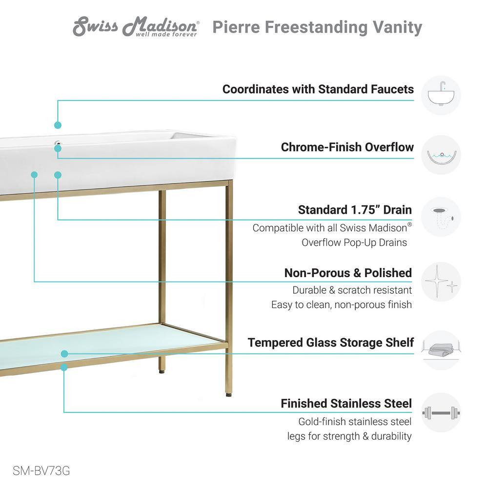 Pierre 40'' Gold Metal Frame Open Shelf Bathroom Vanity
