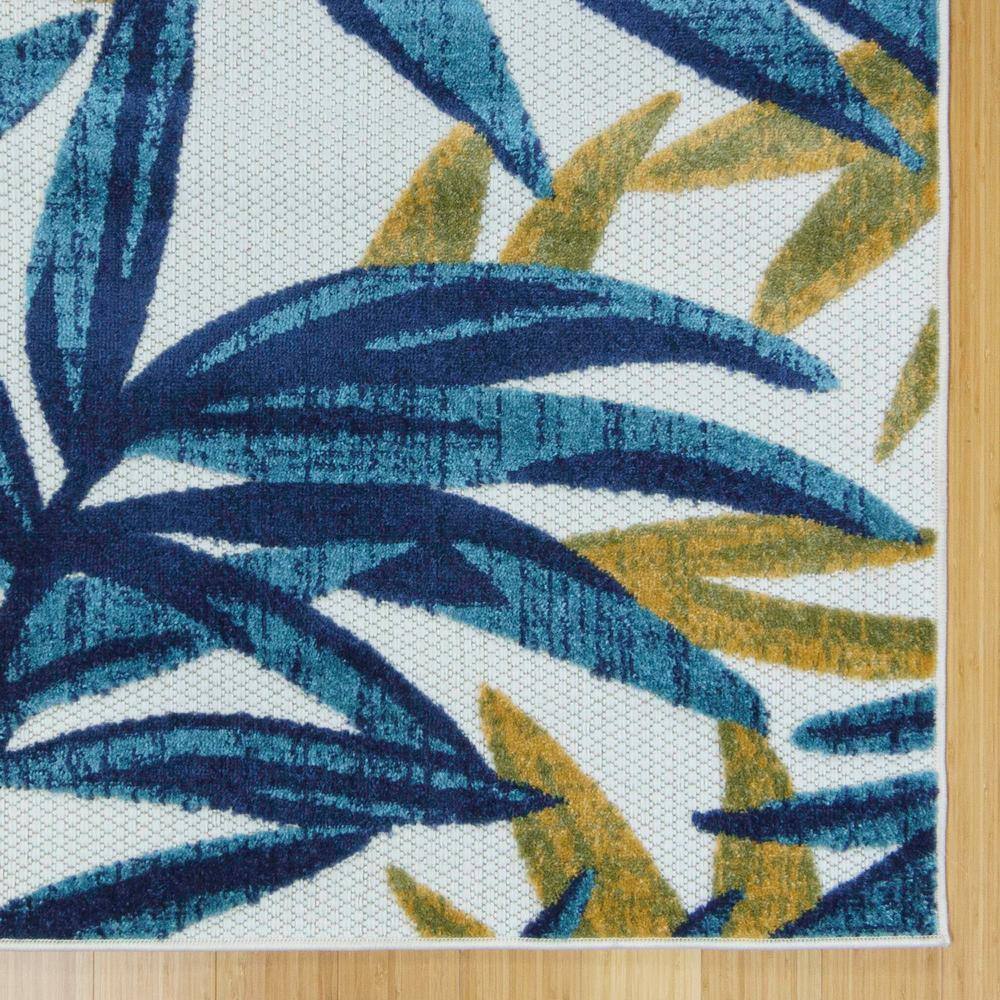 Fosel Bumba Blue and Green Synthetic Flat Woven Rug, 5' x 7'