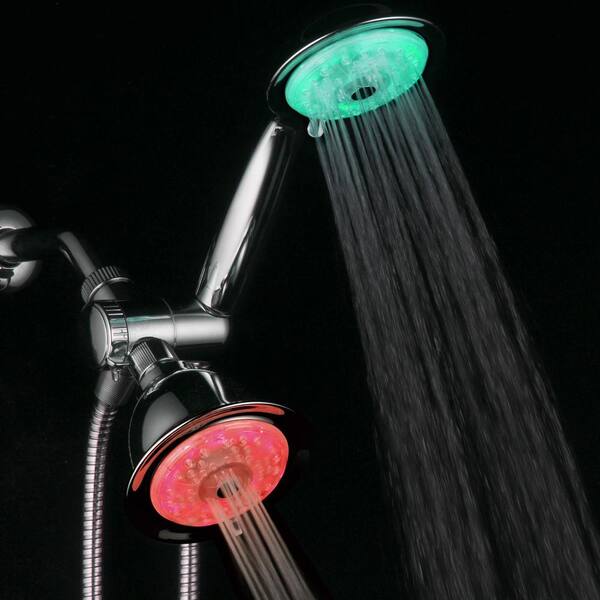 Luminex 24 Spray 4 In Dual Shower Head, Lighted Shower Head With Speaker