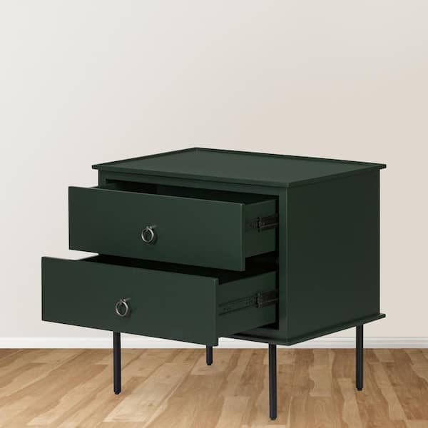 Glenn Deep Green 2-Drawer 25 in. W Nightstand