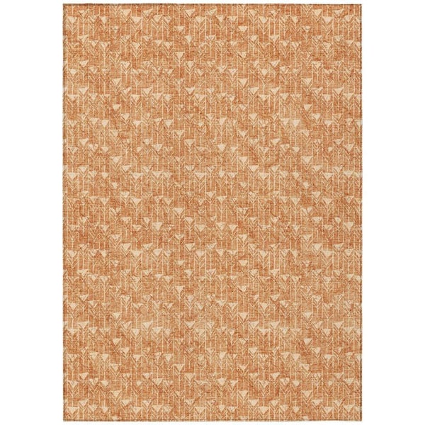 HomeRoots Bronze 5 ft. x 8 ft. Geometric Indoor / Outdoor Area Rug