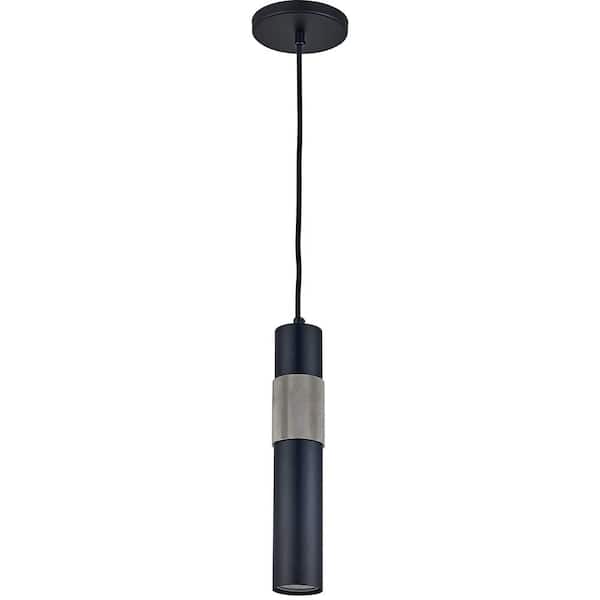Dainolite Passwell 1-Light Matte Black Tubed Pendant Light
