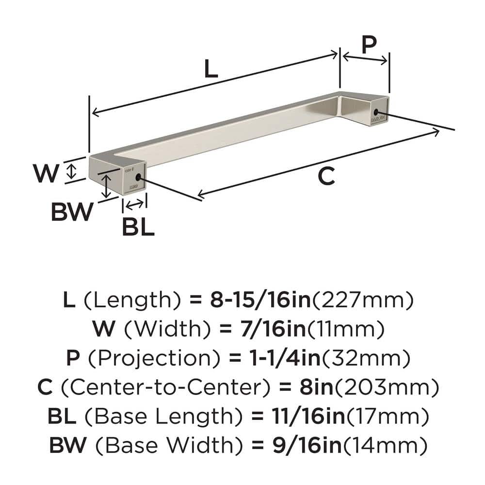 Satin Nickel Modern Cabinet Pull with Mounting Hardware