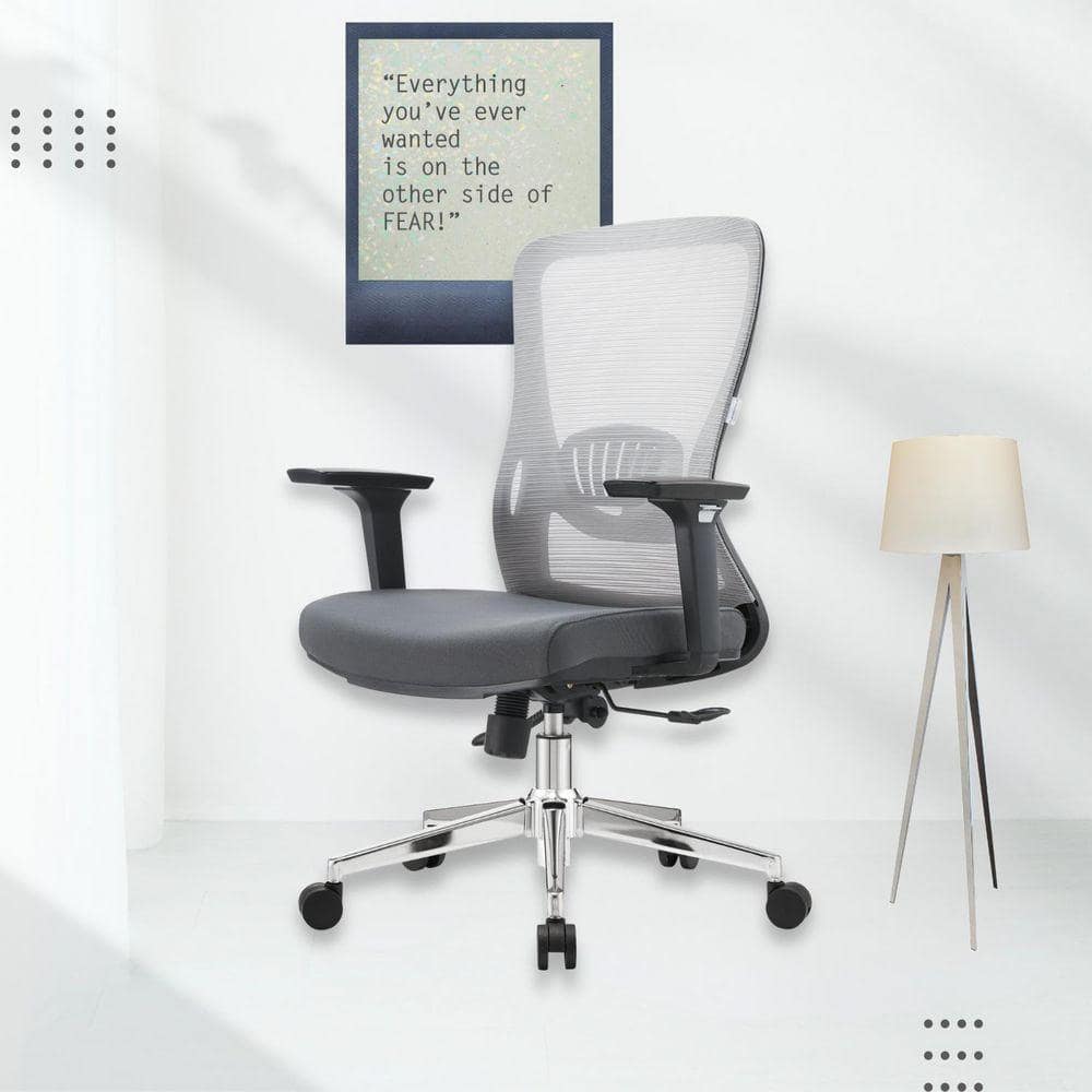 Office Chair Ergonomic Mid-Back Mesh Computer Chair with Swivel and Tilt Adorit Series in Grey