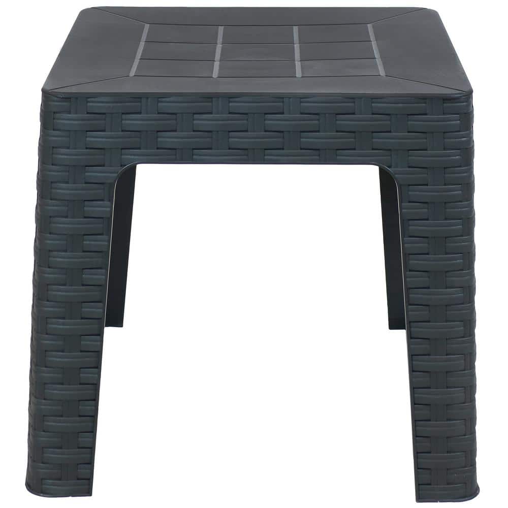 Gray 18" Square Polypropylene Outdoor Patio Side Table