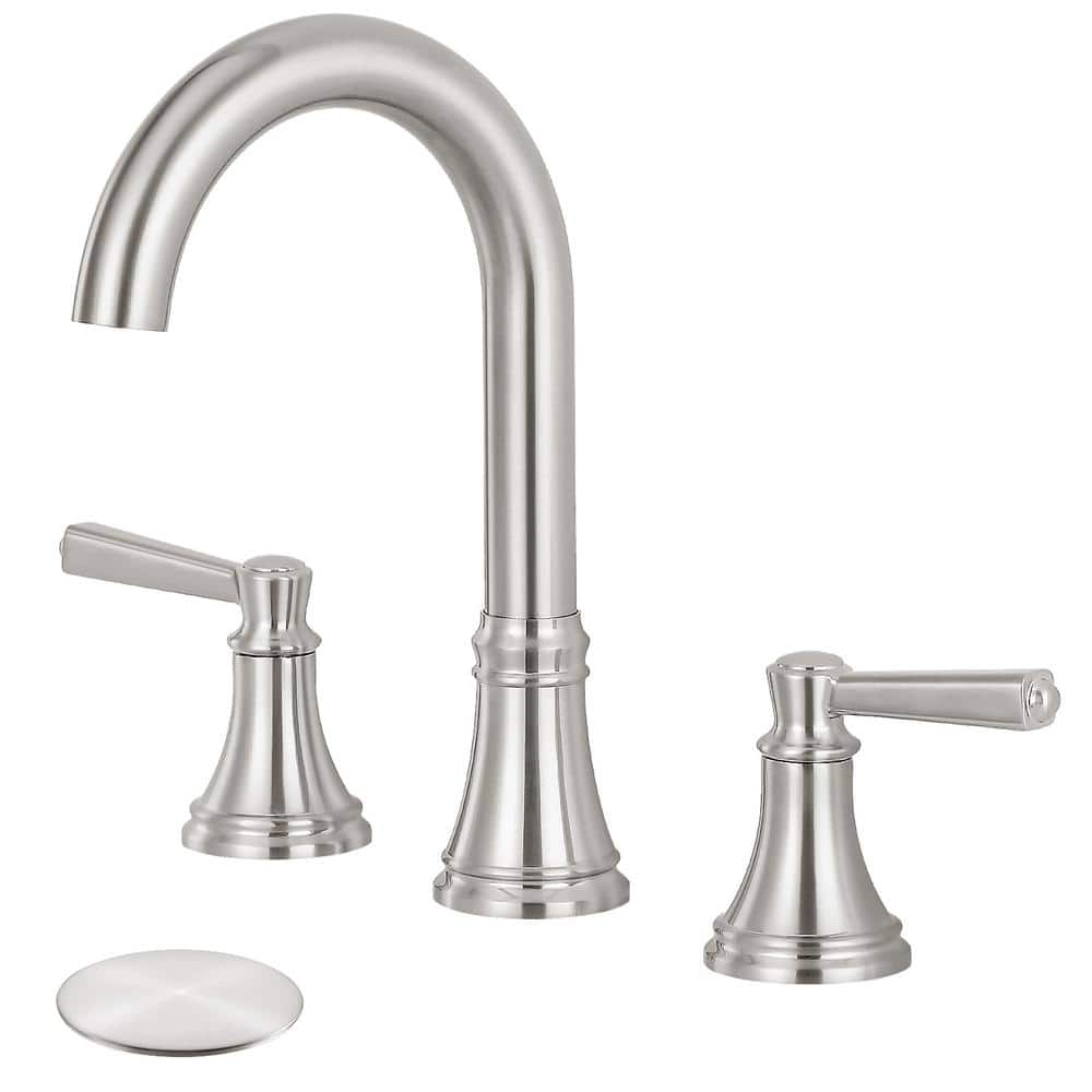 8 in. Widespread Double-Handle High-Arc Bathroom Faucet with pop drain in B