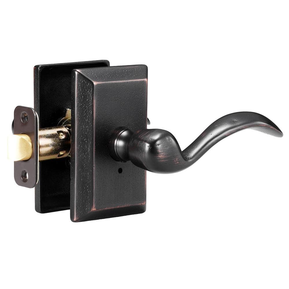 Sandcast Tiara Aged Bronze Privacy Bed/Bath Door Handle with Square Backplate