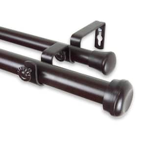 66 in. - 120 in. Telescoping 1 in. Double Curtain Rod Kit in Mahogany with Rosen Finial
