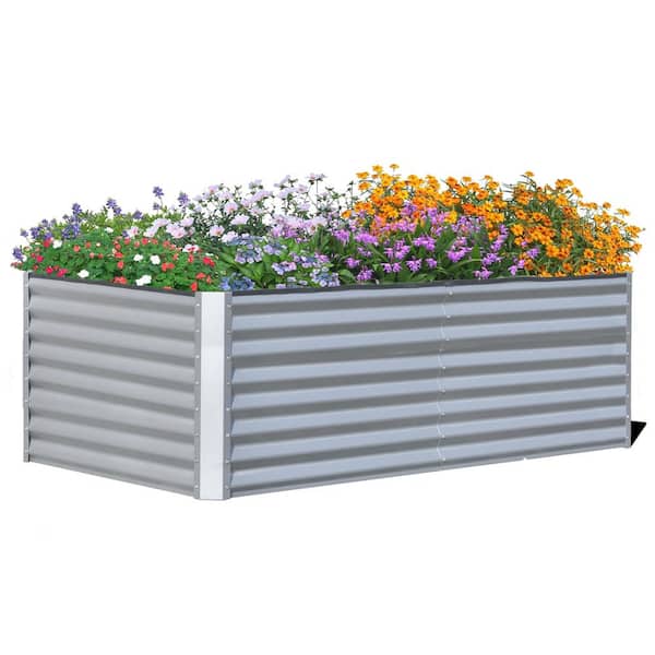 Boosicavelly 6 ft. x 3 ft. x 2 ft. Silver Steel Outdoor Planter Garden Boxes