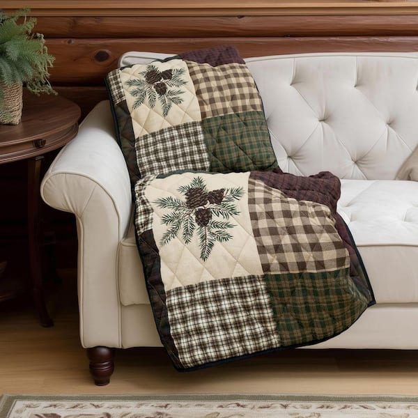 Pine Panels Brown and Green Polyester Throw Blanket