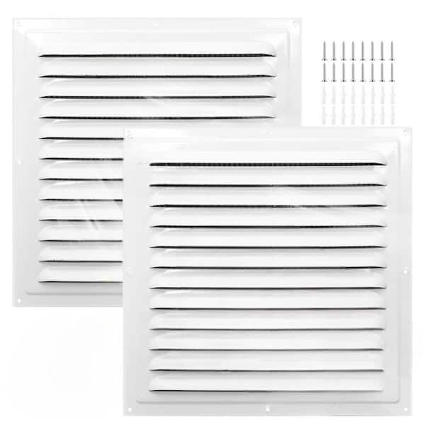 10 x 10 Square White Aluminum Screened Outdoor Gable Vents Reinforced Grille for Lofts Garages Sheds Exterior Shutters