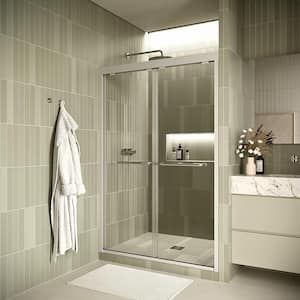 Lugano 48 in. W x 74 in. H Sliding Shower Door, CrystalTech Treated 5/16 in. Tempered,Clear Glass, Chrome Hardware