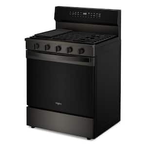 30 in. 5 Burners Freestanding Gas Range in Black-on-Stainless with Air Cooking Technology