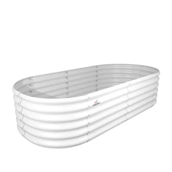 6 ft. x 2 ft. x 1.5 ft. Metal Oval Round Galvanized Raised Garden Bed for Vegetables and Flowers Outdoor in White