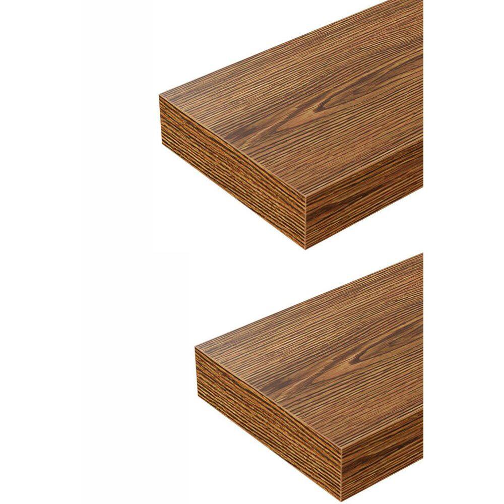 16 in. W x 6 in. D Brown Floating Shelves Decorative Wall Shelf (Set of 2)