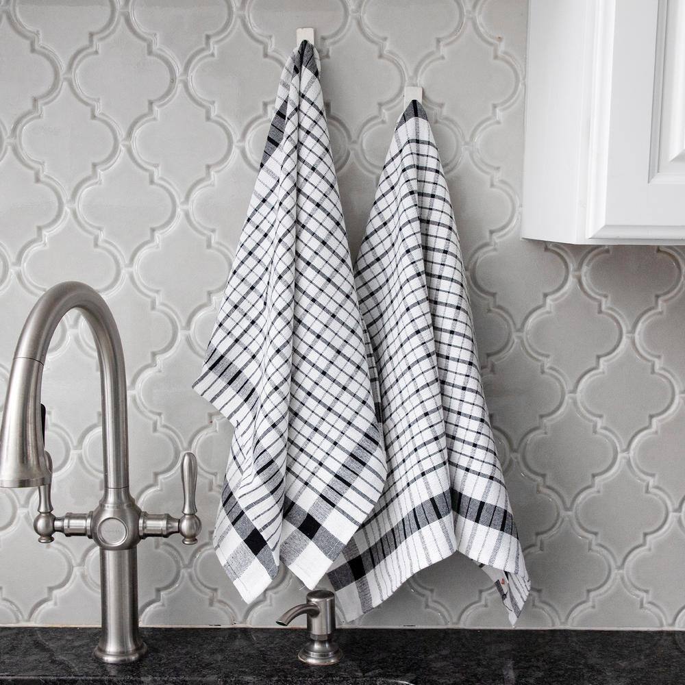 Black and White Checkered Cotton Kitchen Towel Set