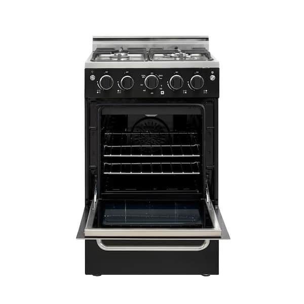 Prestige 20 in. 1.6 cu. ft. Gas Range with Convection Oven and Sealed Burners in Black