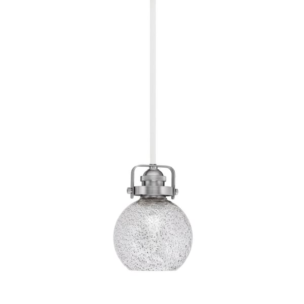 Unbranded Decatur 60-Watt 1-Light White & Nickel Light mini Pendant with 5.75 in. Smoke Bubble Glass Shade, no bulb included