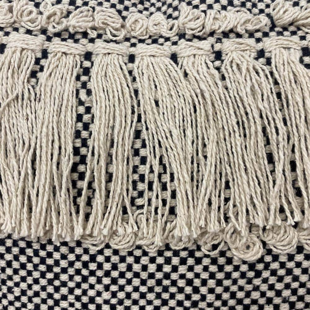 Gray and Cream Handwoven Cotton Diamond Throw Pillow, 20" x 20"