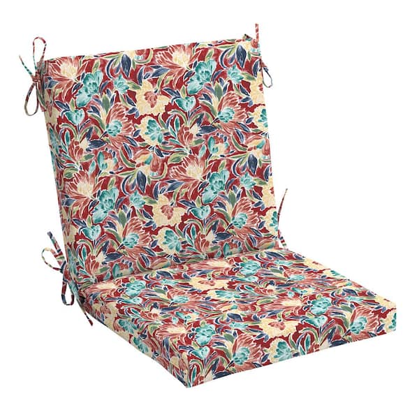 Hampton Bay 17 in. W x 20 in. D Mid Back Universal Outdoor Cushion in Chili Floral (Set of 4)