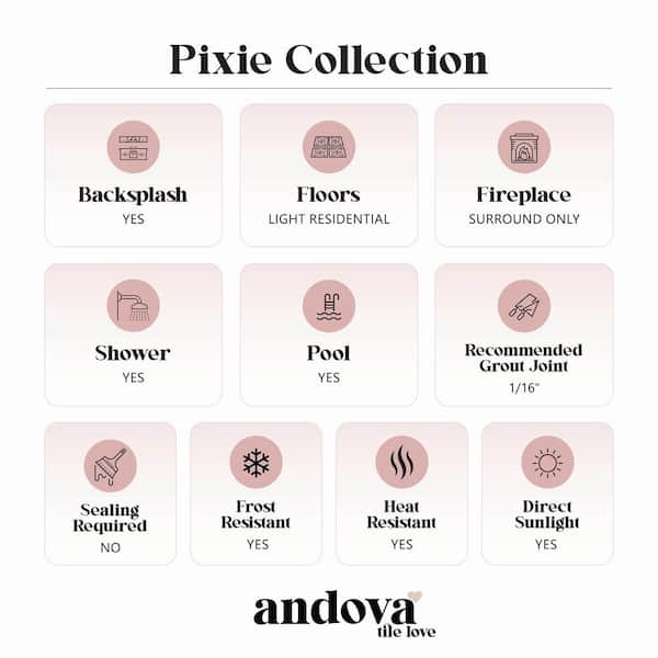 ANDOVA - Pixie Wave Blue/Dark Blue 12-1/8 in. x 12-1/8 in. Penny Round Smooth Glass Mosaic Tile (5.1 sq. ft./Case)