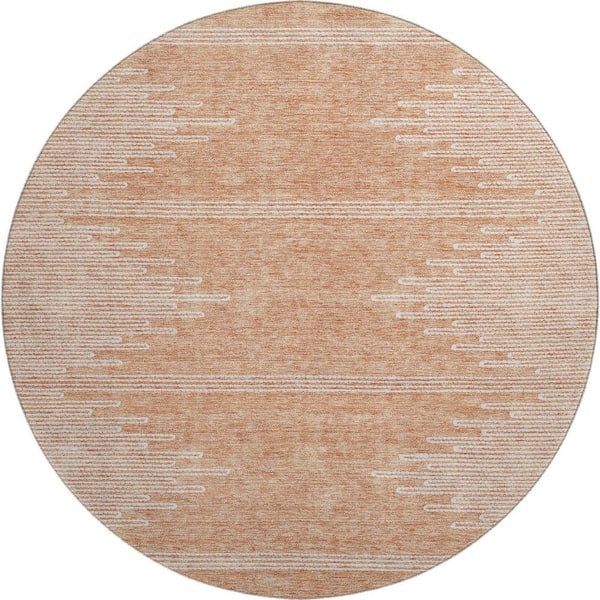 Addison Rugs Mayfield Premium Machine Washable Indoor/Outdoor Geometric AMF647 Salmon 8 ft. x 8 ft. Round Area Rug
