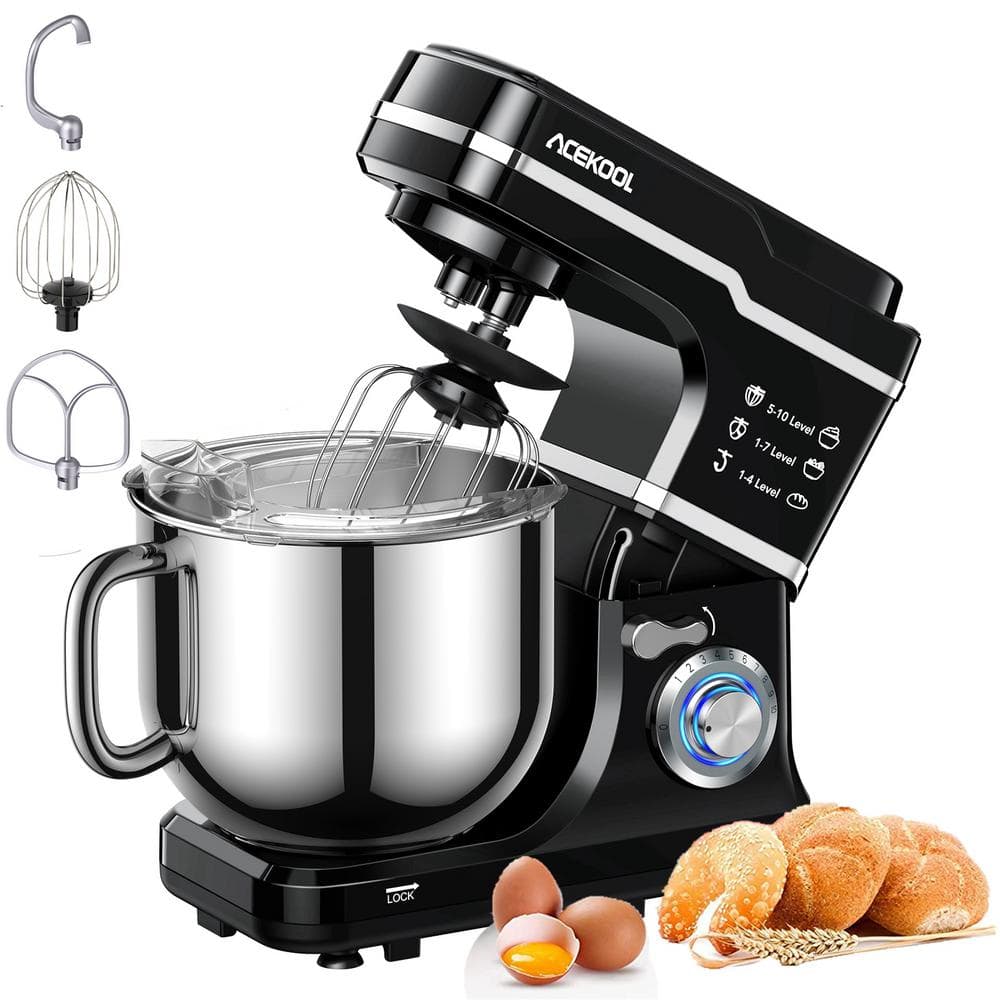 Garvee 7.5 Qt 10-Speed Black Stand Mixer with Dough Hook