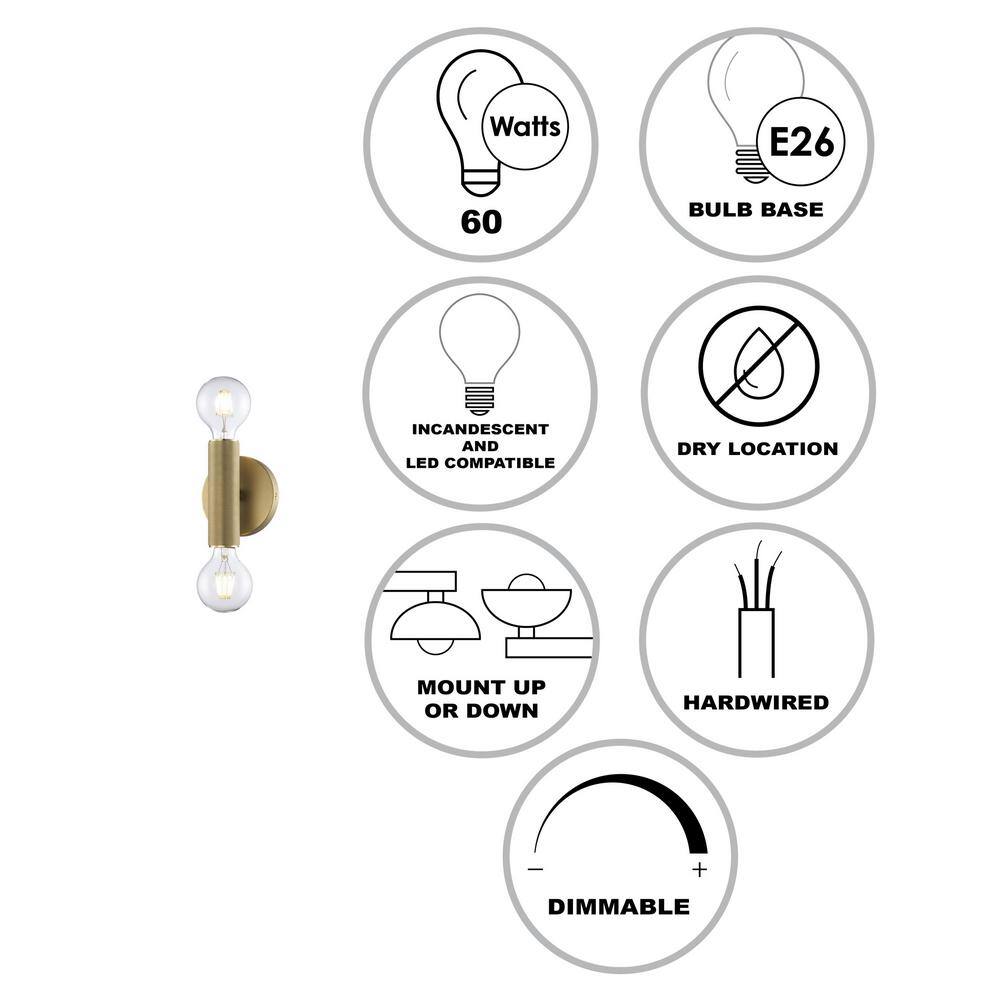 Auburn Minimalist Gold Wall Sconce 6" Direct Wired